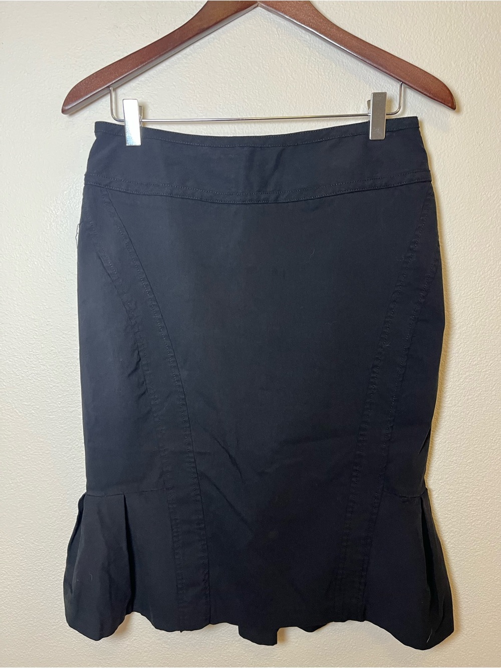 XOXO Vintage Black Midi Skirt with Flared Hem Panels